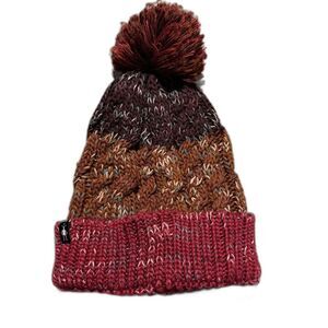Smartwool Merino Wool Cabled Beanie Pom Pom Multicolor Burgundy Unisex Adult
